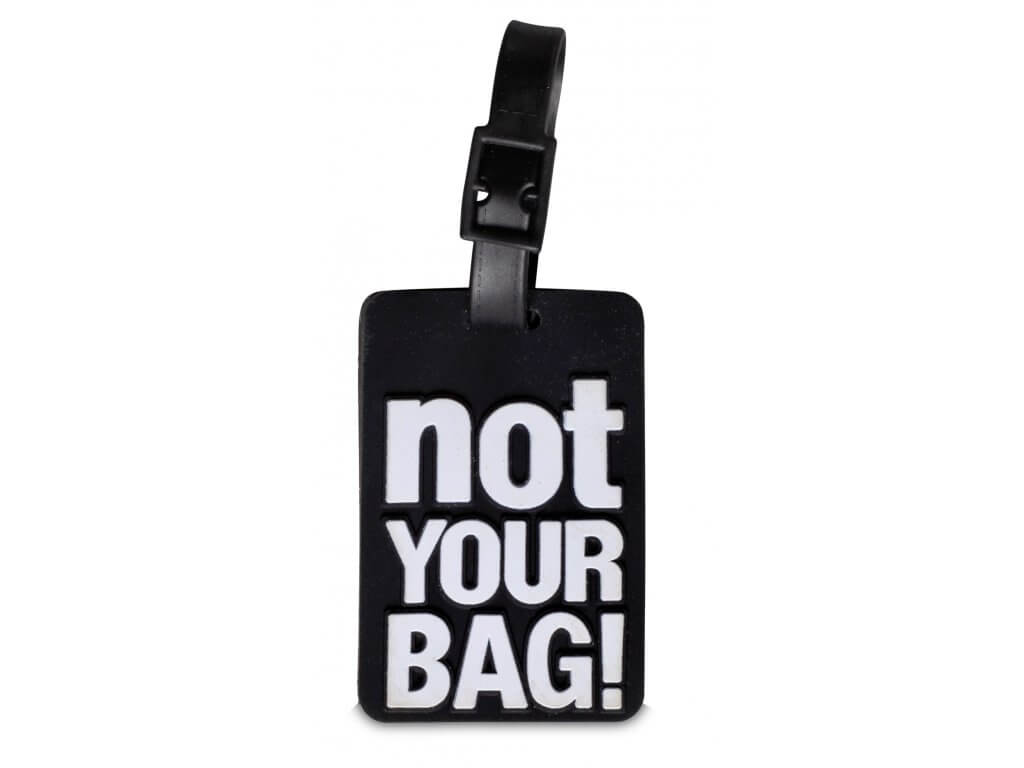 WORLDPACK menovka na batožinu s nápisom NOT YOUR BAG!- čierna